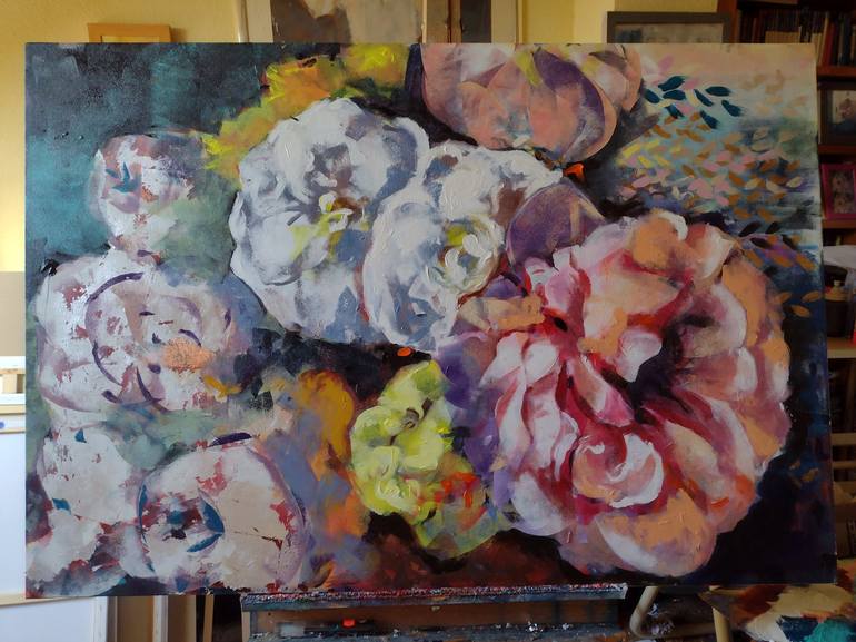 Original Figurative Floral Painting by marina del pozo