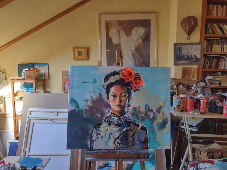 Original Portrait Painting by marina del pozo