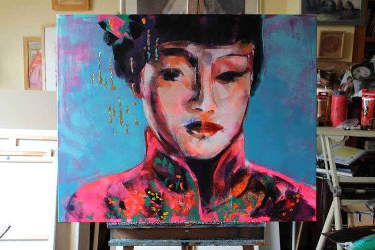 Original Portrait Painting by marina del pozo