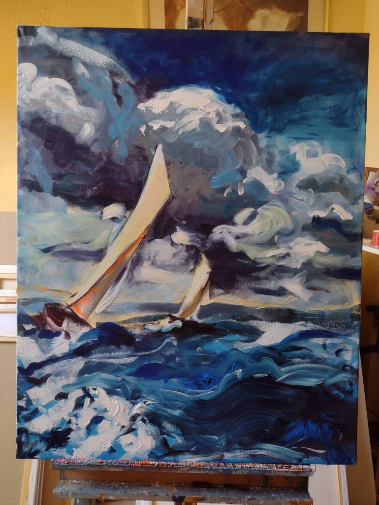 Original Figurative Seascape Painting by Marina Del Pozo