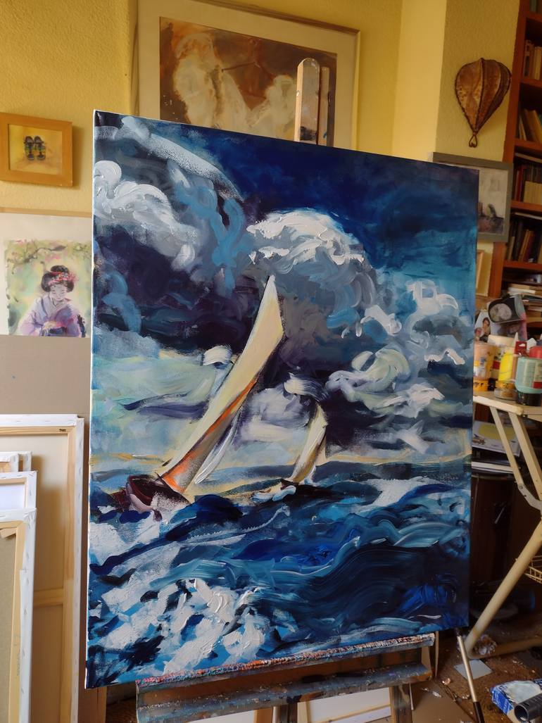 Original Figurative Seascape Painting by Marina Del Pozo