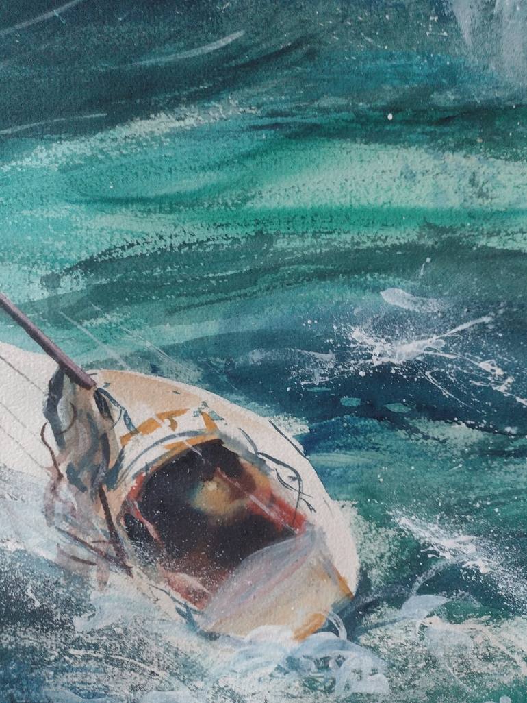 Original Sailboat Painting by marina del pozo
