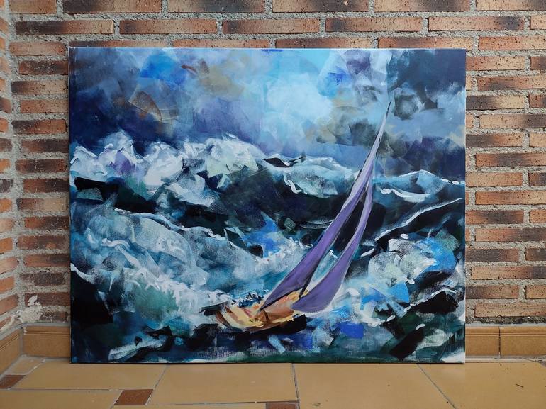 Original Sailboat Painting by marina del pozo