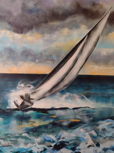 Print of Figurative Boat Paintings by marina del pozo