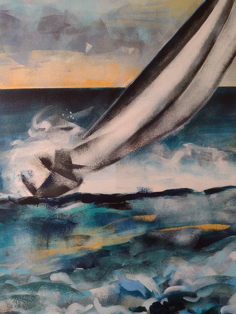 Original Boat Painting by marina del pozo