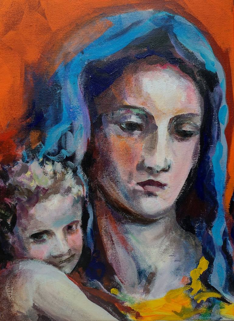 Small Madonna Painting by marina del pozo | Saatchi Art