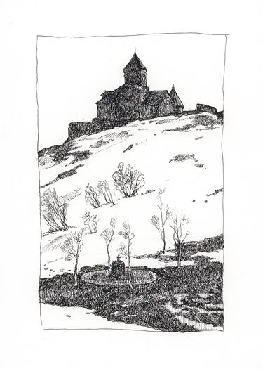 Pen & Ink Abstract landscape ink drawing Black landscape ink and pen ...