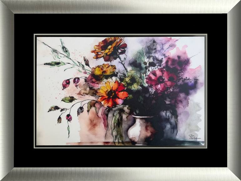 Original Abstract Floral Mixed Media by Jim Wildman