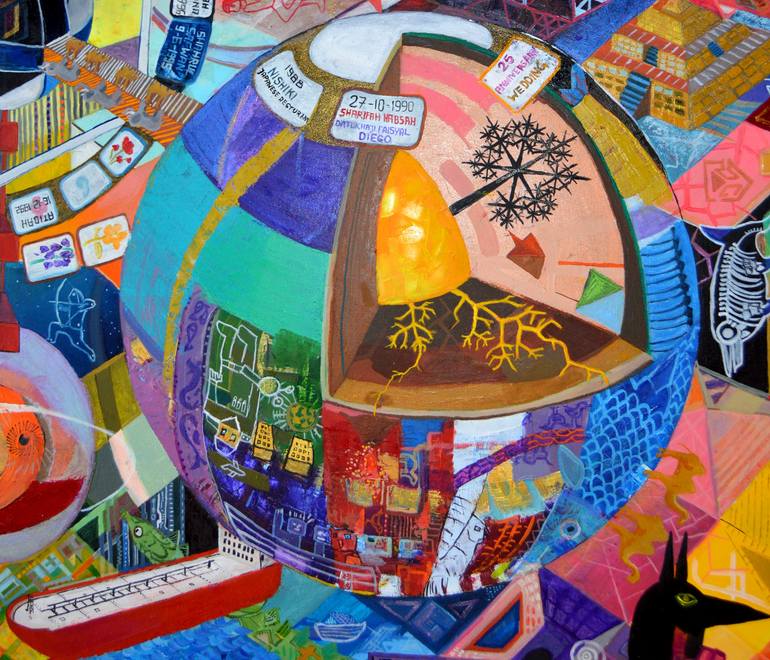 Original Illustration Abstract Painting by Simon Wron