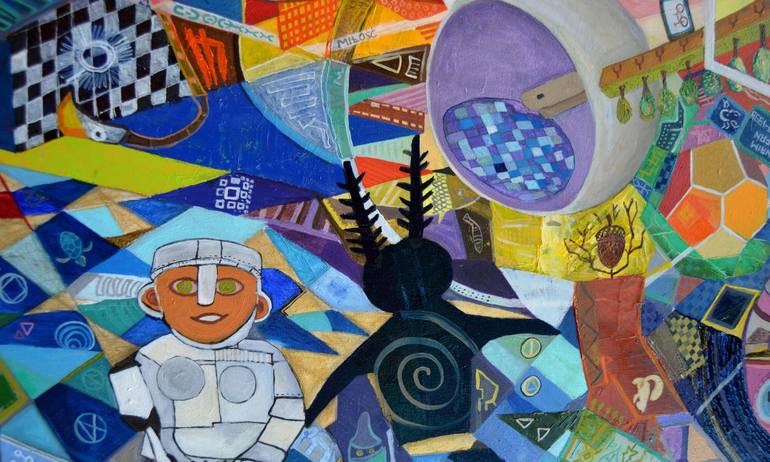 Original Illustration Abstract Painting by Simon Wron