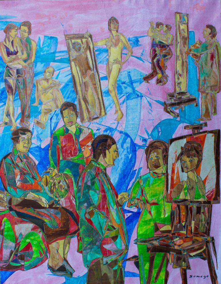 Original Modernism People Painting by Sonego Sonego