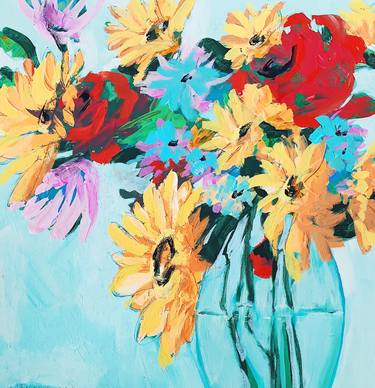 Print of Abstract Expressionism Floral Paintings by Melanie Ferguson