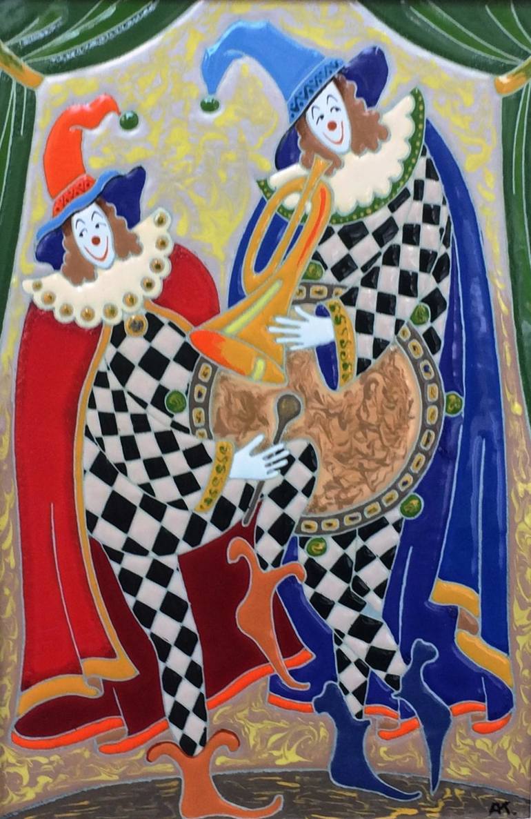 Clowns Painting by Gallery ArtforYou Saatchi Art
