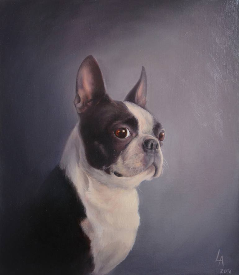 Original Realism Dogs Painting by LīGa Andruce