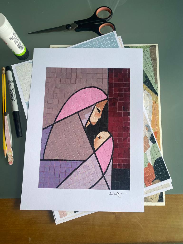 Original Geometric Religion Mixed Media by Helen Hughes