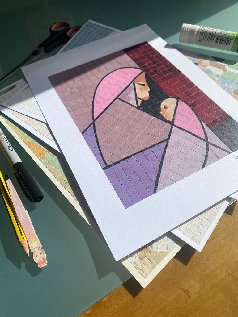 Original Geometric Religion Mixed Media by Helen Hughes