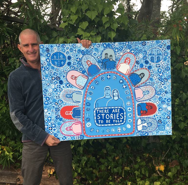 Original Street Art People Painting by Ralph Lazar