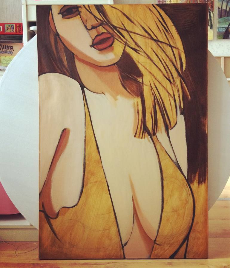 Original Pop Art Erotic Painting by Dina Kalinkina