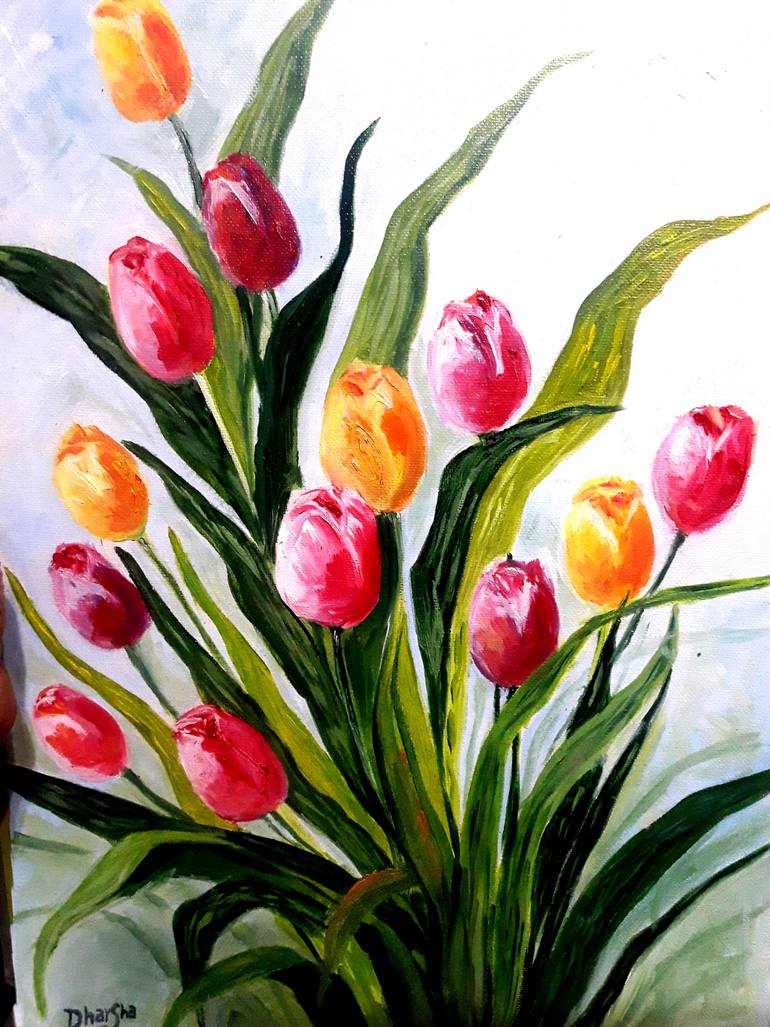 Tulip Splendor Painting by Dharsha Samarasinha | Saatchi Art United Kingdom