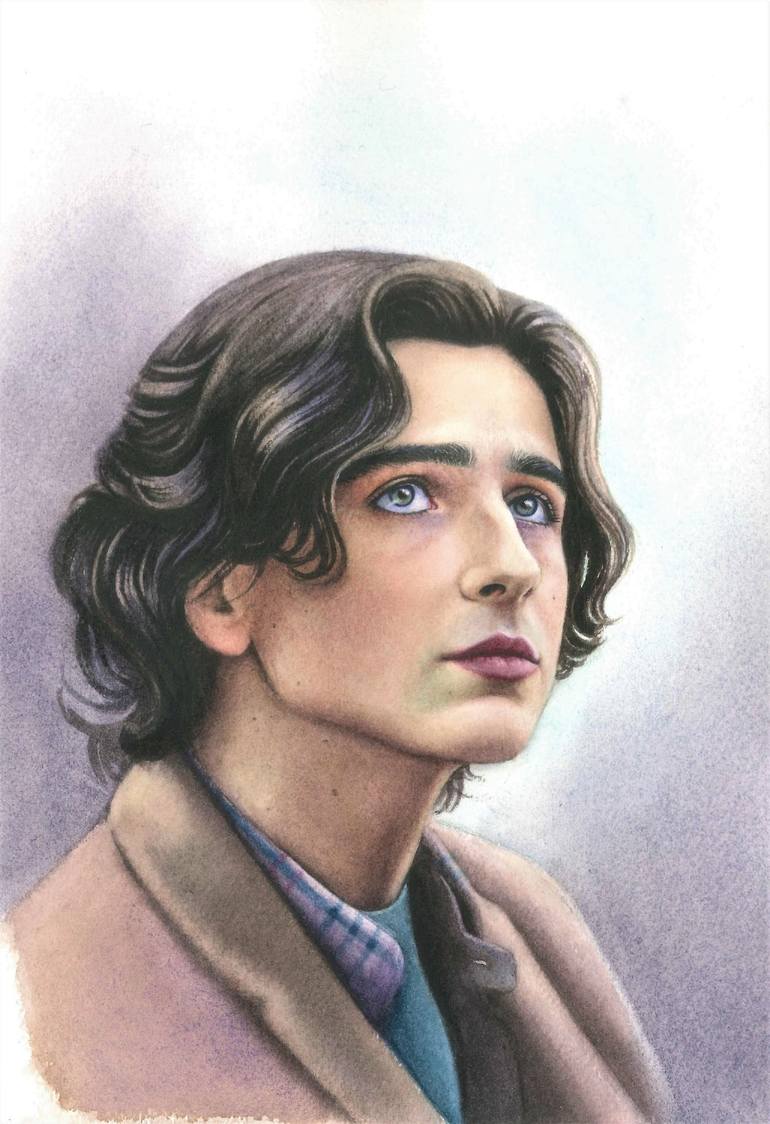 Timothée Chalamet - Watercolor Portrait Painting by Anastasia ...