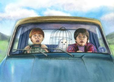 Harry and Ron in the Flying Ford Anglia thumb