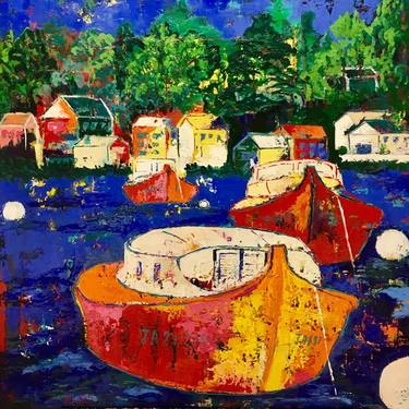Original Boat Painting by Julie d'Aragon