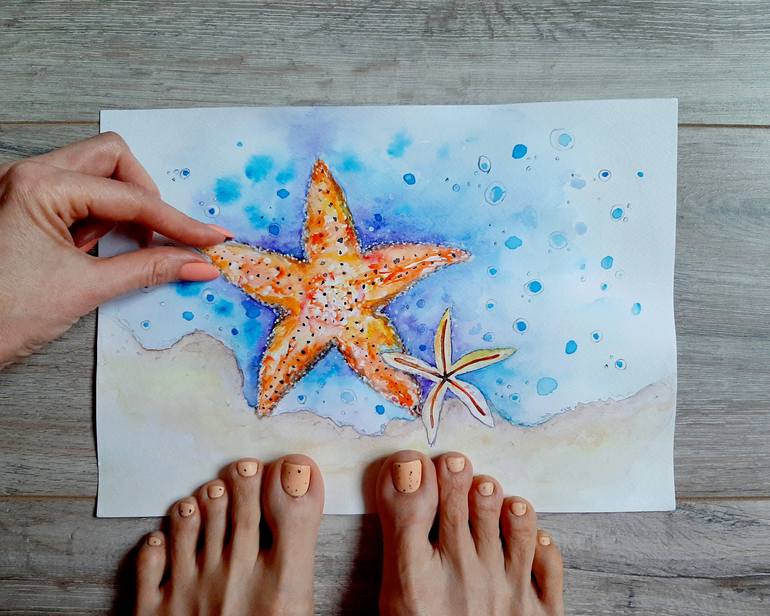 Original Illustration Beach Painting by Luba Ostroushko