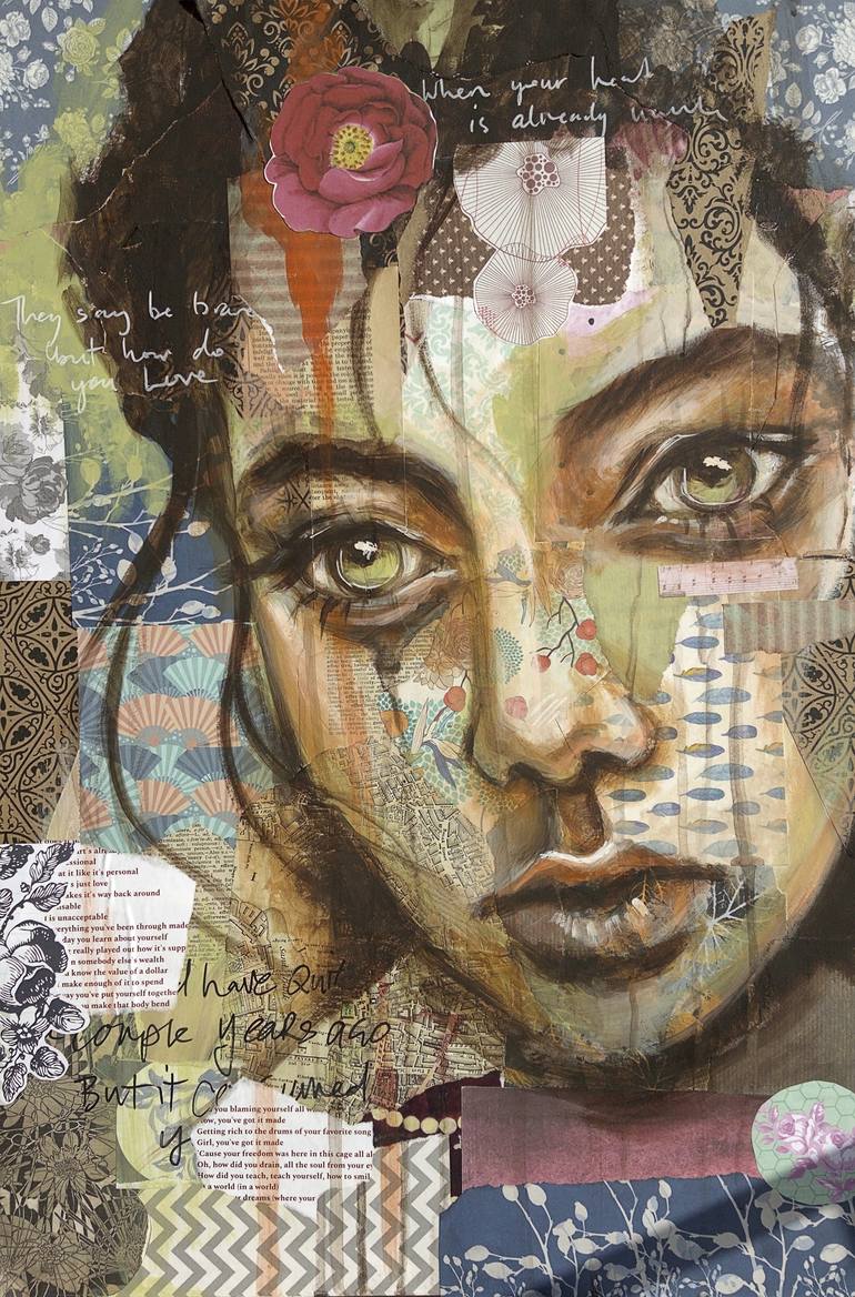 Green Eyes - Original mixed media art Painting by Ally Jade | Saatchi Art