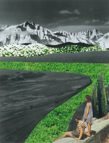 Original Surrealism Landscape Collage by Susan Lerner