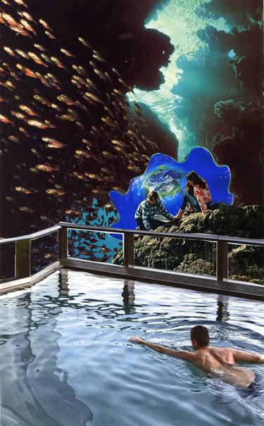 Original Surrealism Water Collage by Susan Lerner