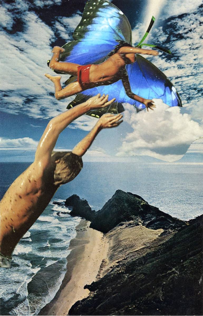 Original Surrealism Beach Collage by Susan Lerner