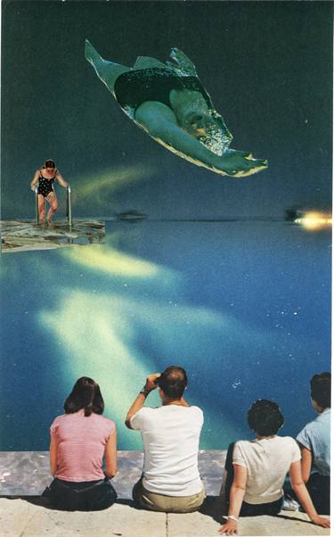 Original Surrealism Water Collage by Susan Lerner
