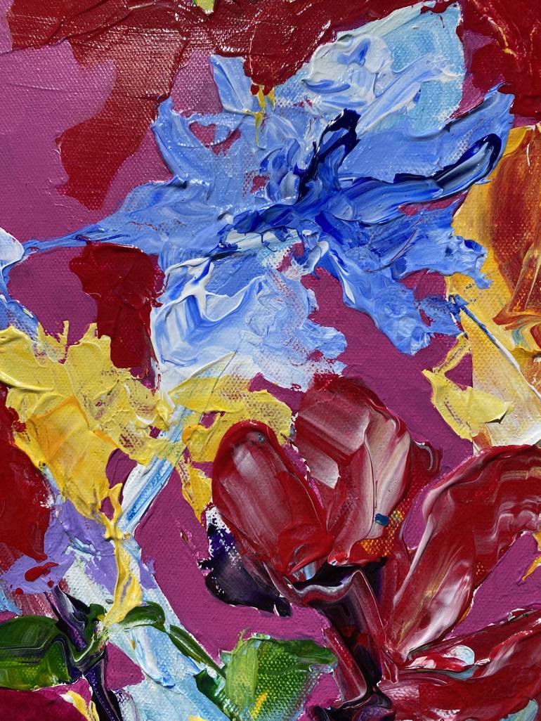 Original Abstract Expressionism Floral Painting by Mila Solo