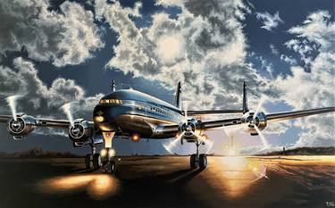Original Photorealism Aeroplane Paintings by Stephane Ficely