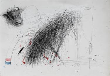 Original Abstract Expressionism Animal Drawing by Ismet Jonuzi
