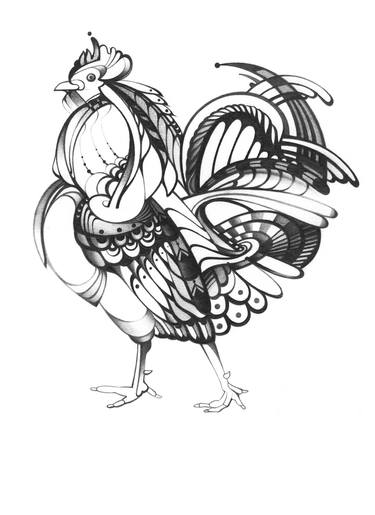 Decorative rooster with russian ornament thumb