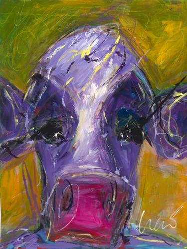 Print of Abstract Expressionism Cows Paintings by Susan Crew