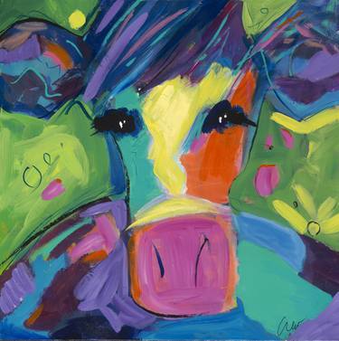 Print of Impressionism Cows Paintings by Susan Crew