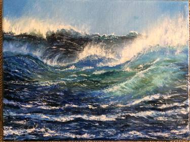 Sea Waves Painting-Seascape-Ocean Oil Painting Original-Beach Art Oil-Small Oil Painting On Canvas-Sunny Seascape-Sea Sunny-Art canvas small thumb