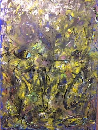Abstract oil painting original/Abstract painting eyes/Art abstract fish/people/wine glasses/Painting original oil abstract sky/Golgen art thumb