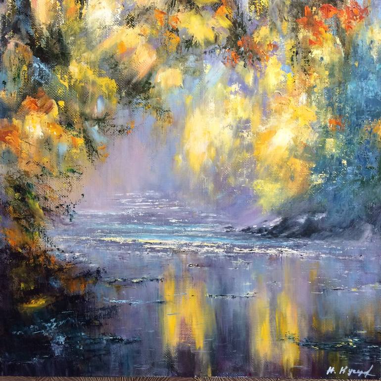 Oil Painting Original Autumn Lanscape River Forest Impressionist Landscape By Natalia Kucherenko Saatchi Art - How To Paint An Oil Landscape