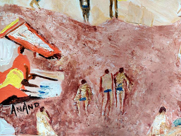 Original Impressionism Beach Painting by Anand Manchiraju