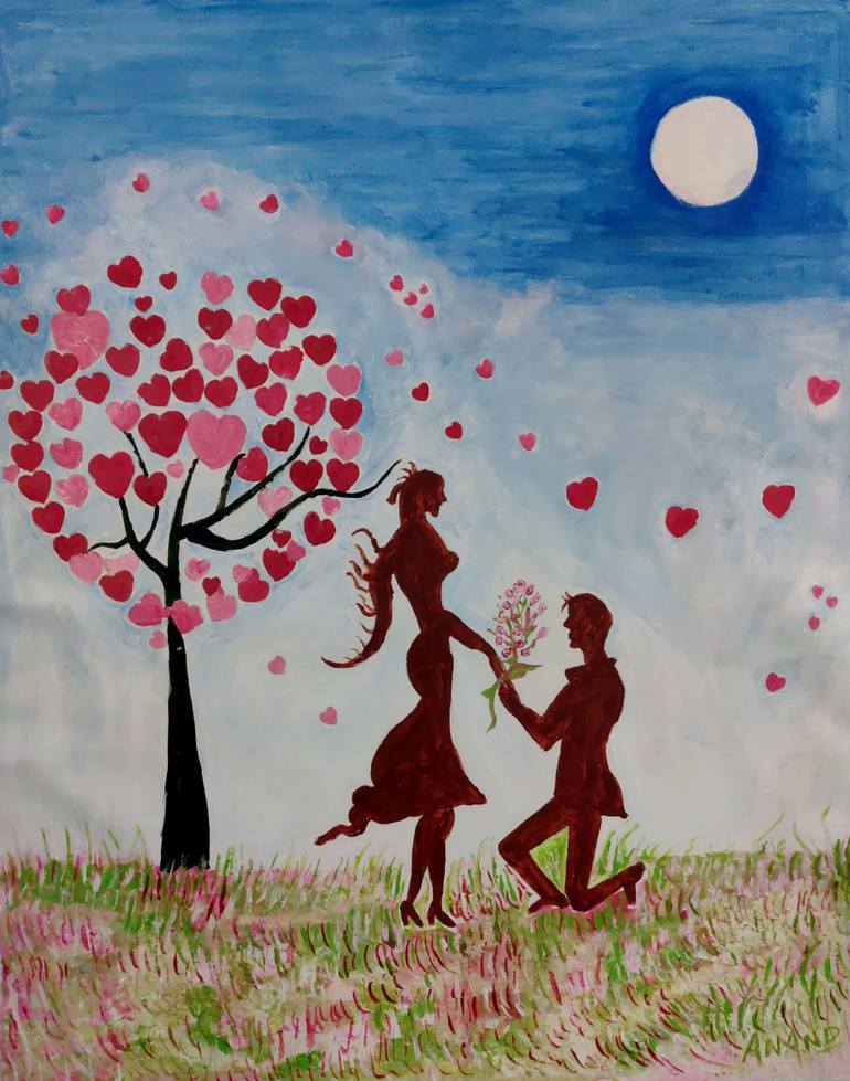 Original Expressionism Love Painting by Anand Manchiraju
