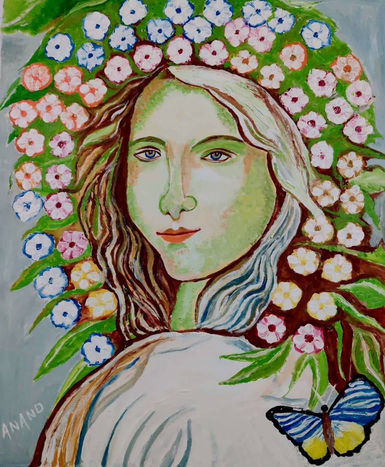 Original Abstract Expressionism Floral Painting by Anand Manchiraju