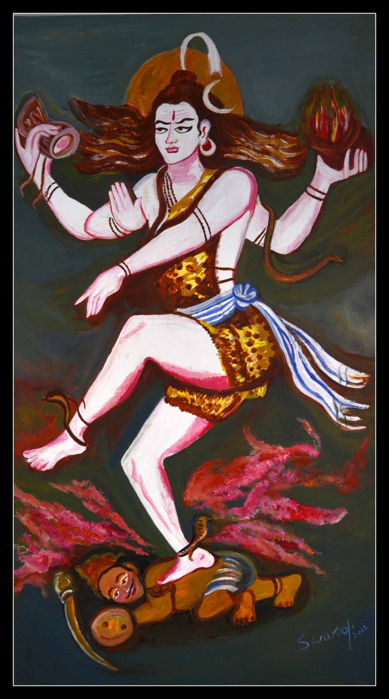 SHIVA TANDAVAM- DANCING Painting by Anand Manchiraju | Saatchi Art