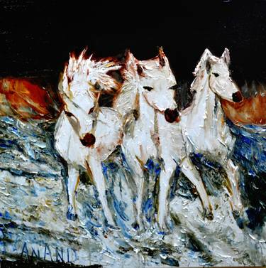 Original Abstract Expressionism Horse Paintings by Anand Manchiraju