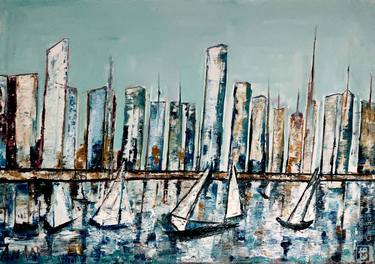 Original Abstract Expressionism Cities Paintings by Anand Manchiraju