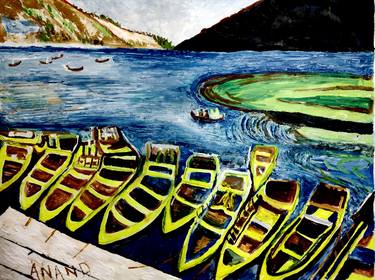 Original Impressionism Boat Paintings by Anand Manchiraju