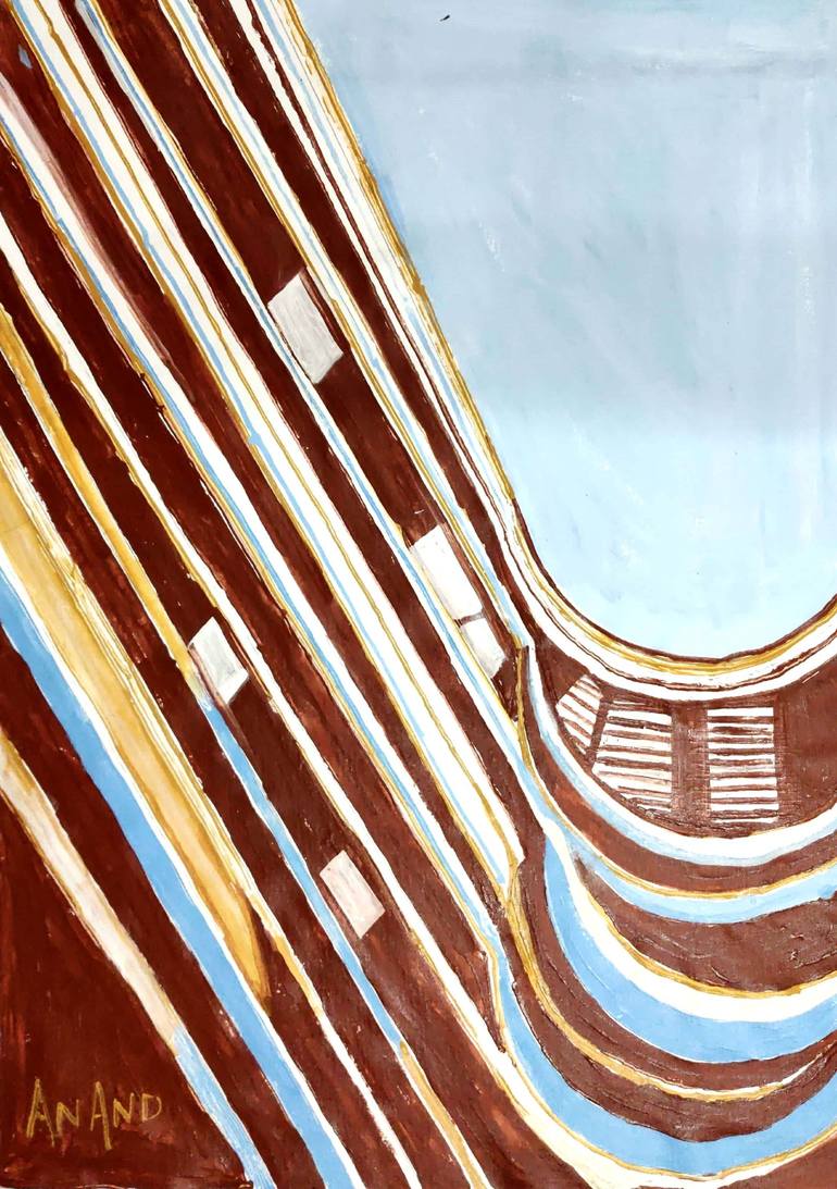 Original Architecture Painting by Anand Manchiraju | Expressionism Art on Canvas | STRIPES