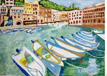Original Expressionism Boat Paintings by Anand Manchiraju